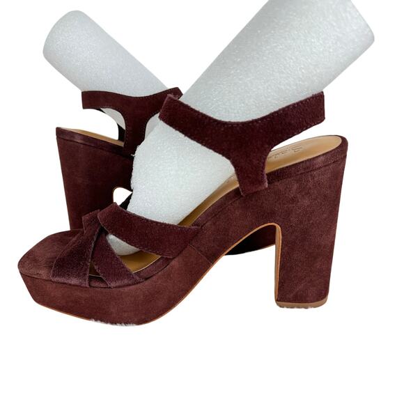 SPLENDID PIPER SUEDE PLATFORM BLOCK HEEL SANDAL IN RAISIN NWOB SIZE 6.5M - Picture 6 of 14